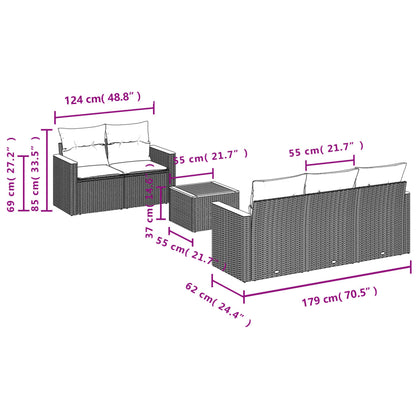 Set Divano da Giardino 6 pz con Cuscini Beige in Polyrattan | homemem39