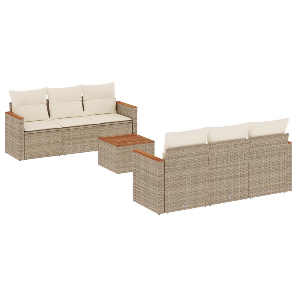Set Divani da Giardino 7 pz con Cuscini Beige in Polyrattan - homemem39
