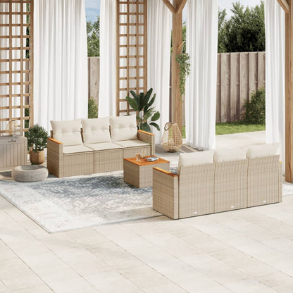 Set Divani da Giardino 7 pz con Cuscini Beige in Polyrattan - homemem39