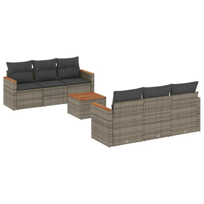 Set Divani da Giardino 7 pz con Cuscini Grigio in Polyrattan - homemem39