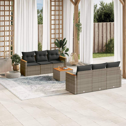 Set Divani da Giardino 7 pz con Cuscini Grigio in Polyrattan - homemem39