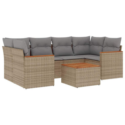 Set Divani da Giardino 7 pz con Cuscini Beige in Polyrattan - homemem39