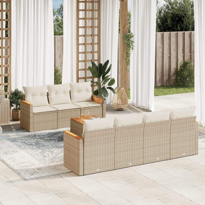 Set Divano da Giardino 8 pz con Cuscini Beige in Polyrattan - homemem39