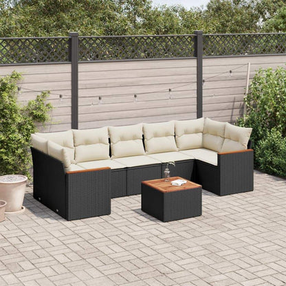 Set Divani da Giardino con Cuscini 8 pz Nero in Polyrattan - homemem39