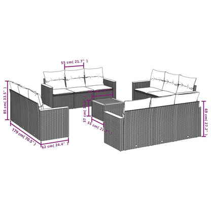 Set Divani da Giardino 13 pz con Cuscini Grigio in Polyrattan - homemem39