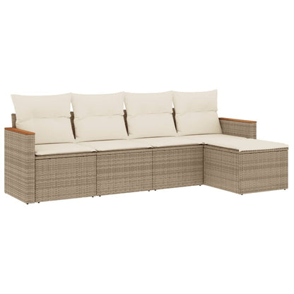 Set Divano da Giardino 5 pz con Cuscini Beige in Polyrattan | homemem39