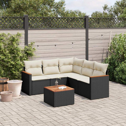 Set Divano da Giardino 6 pz con Cuscini Nero in Polyrattan - homemem39