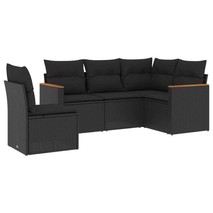 Set Divani da Giardino 5 pz con Cuscini in Polyrattan Nero - homemem39