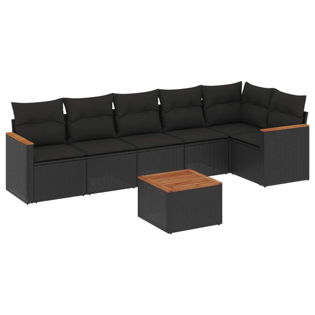 Set Divani da Giardino con Cuscini 7pz Nero Polyrattan - homemem39