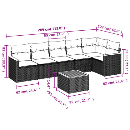 Set Divani da Giardino 7 pz con Cuscini Beige in Polyrattan | homemem39