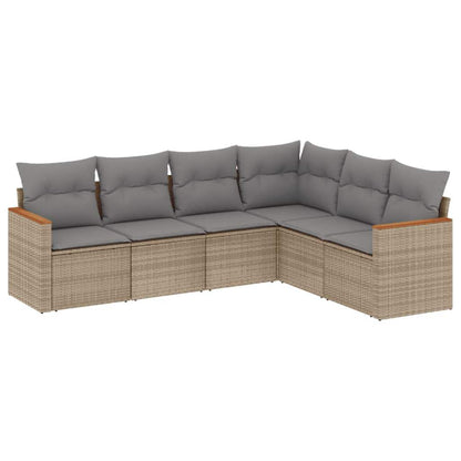 Set Divano da Giardino 6 pz con Cuscini Beige in Polyrattan - homemem39