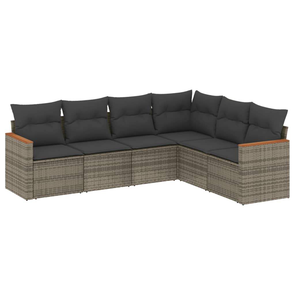 Set Divano da Giardino 6 pz con Cuscini Grigio in Polyrattan - homemem39