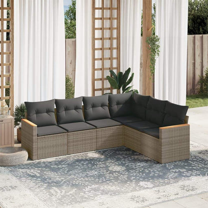 Set Divano da Giardino 6 pz con Cuscini Grigio in Polyrattan - homemem39