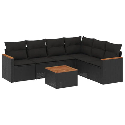 Set Divani da Giardino con Cuscini 7pz Nero Polyrattan - homemem39