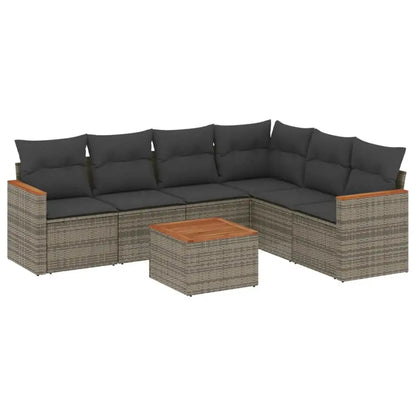 Set Divani da Giardino 7 pz con Cuscini Grigio in Polyrattan - homemem39