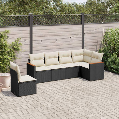 Set Divano da Giardino 6 pz con Cuscini Nero in Polyrattan - homemem39
