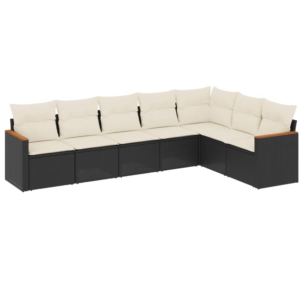 Set Divani da Giardino con Cuscini 7pz Nero Polyrattan - homemem39
