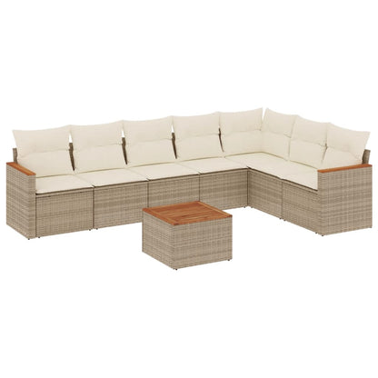 Set Divano da Giardino 8 pz con Cuscini Beige in Polyrattan | homemem39