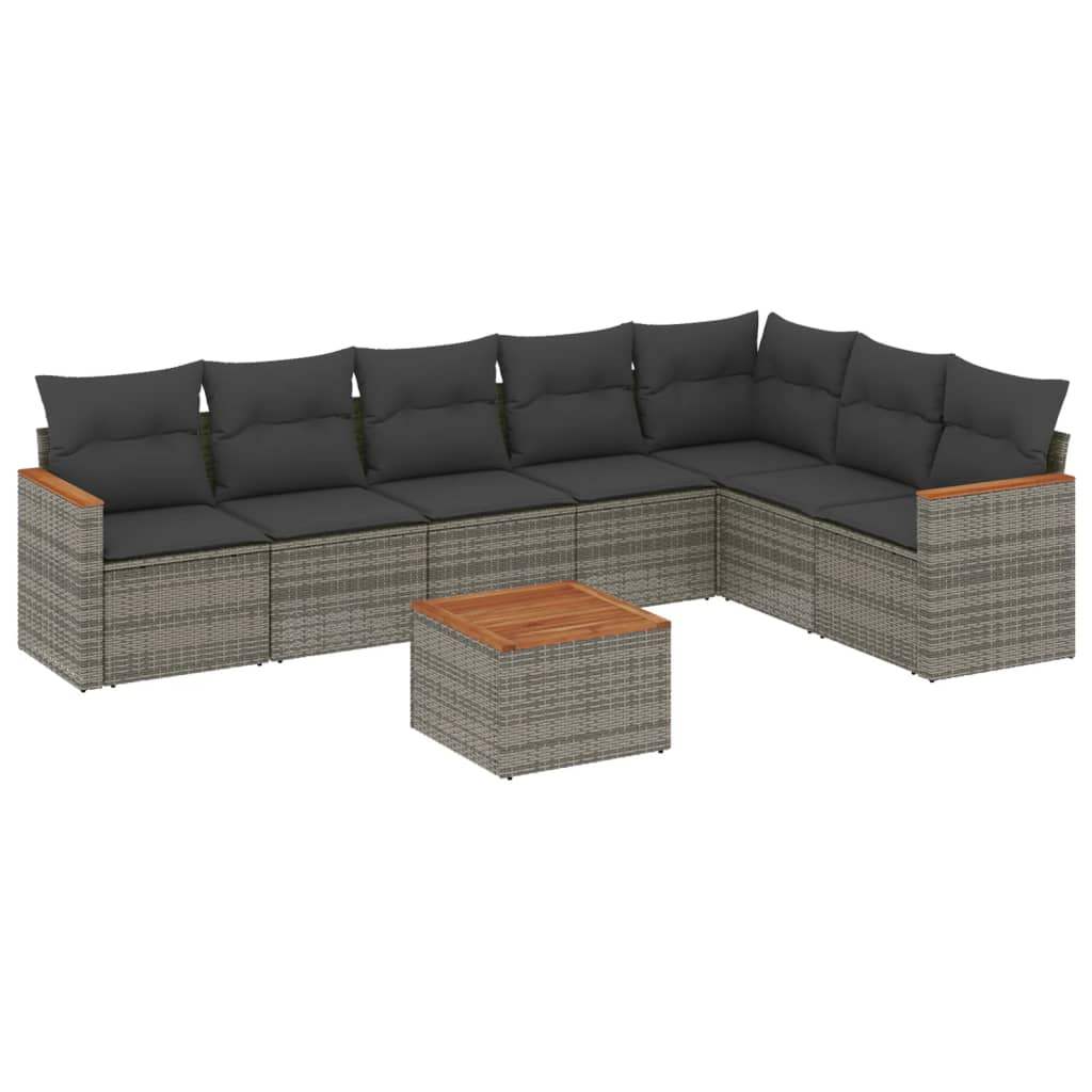 Set Divano da Giardino 8 pz con Cuscini Grigio in Polyrattan - homemem39