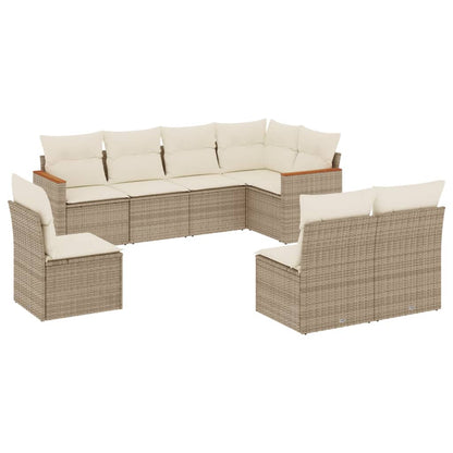 Set Divano da Giardino 8 pz con Cuscini Beige in Polyrattan | homemem39