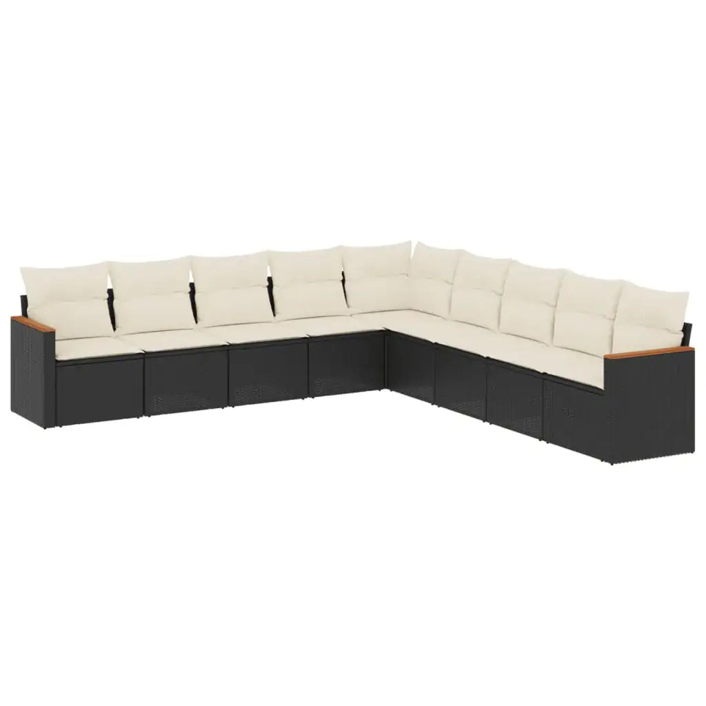 Set Divani da Giardino 9 pz con Cuscini Nero in Polyrattan - homemem39