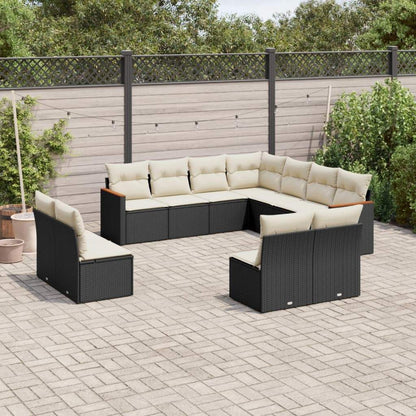 Set Divani da Giardino 11 pz con Cuscini in Polyrattan Nero - homemem39