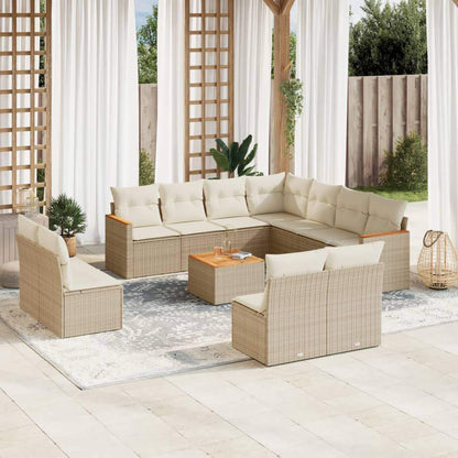 Set Divani da Giardino 12 pz con Cuscini Beige in Polyrattan - homemem39