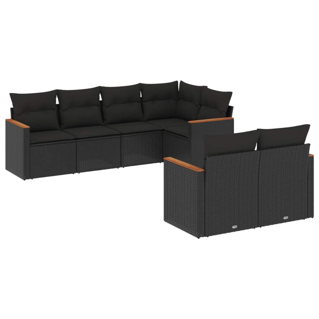 Set Divani da Giardino con Cuscini 7pz Nero Polyrattan - homemem39