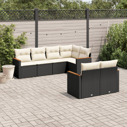 Set Divani da Giardino con Cuscini 7pz Nero Polyrattan | homemem39