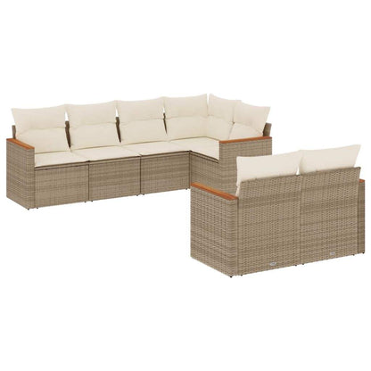 Set Divani da Giardino 7 pz con Cuscini Beige in Polyrattan - homemem39
