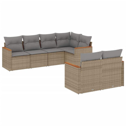 Set Divani da Giardino 7 pz con Cuscini Beige in Polyrattan - homemem39