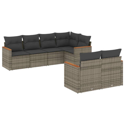 Set Divani da Giardino 7 pz con Cuscini Grigio in Polyrattan - homemem39