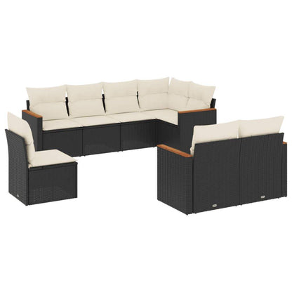 Set Divani da Giardino con Cuscini 8 pz Nero in Polyrattan - homemem39