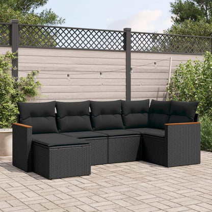 Set Divano da Giardino 6 pz con Cuscini Nero in Polyrattan - homemem39