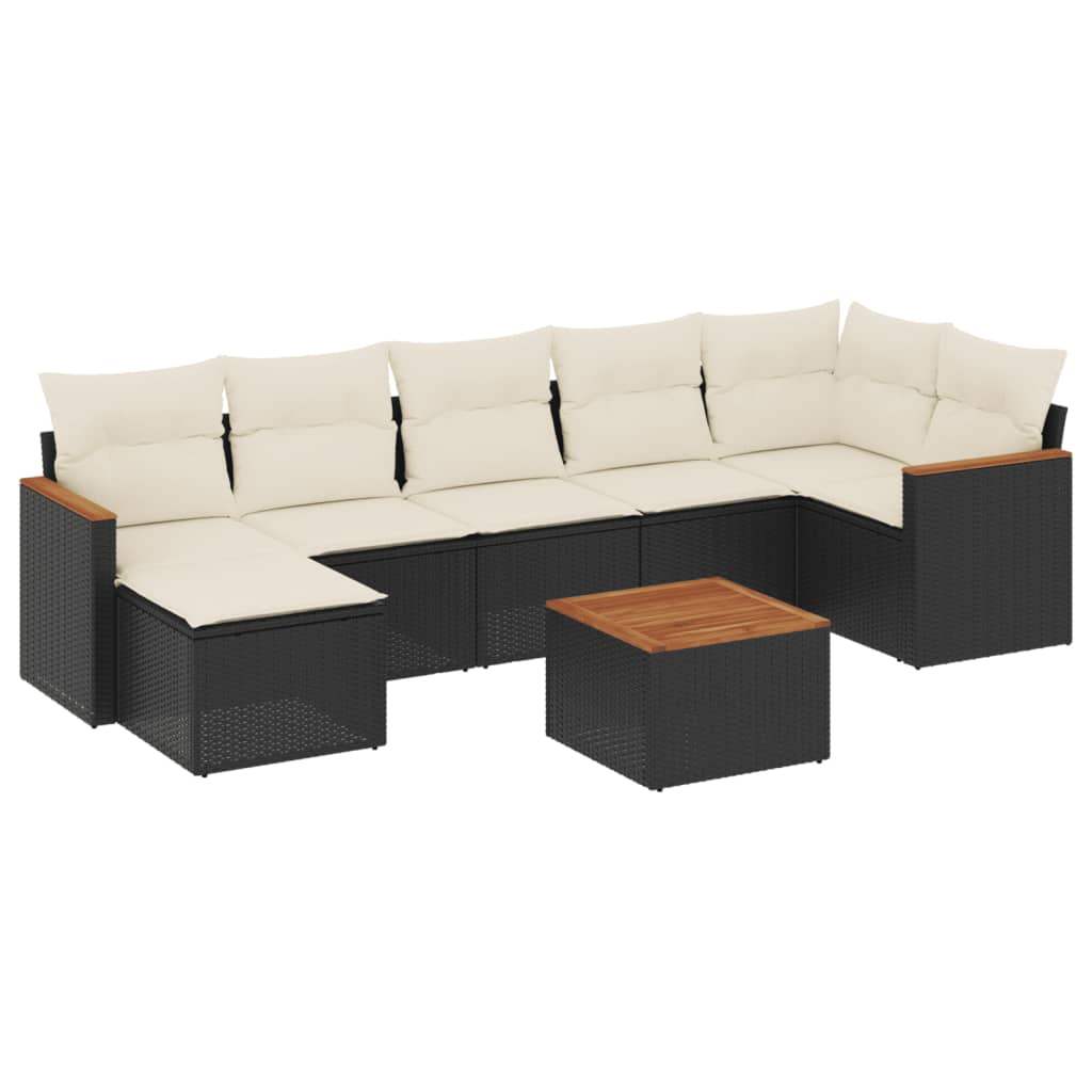 Set Divani da Giardino con Cuscini 8 pz Nero in Polyrattan - homemem39