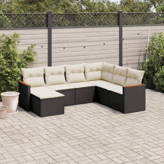 Set Divani da Giardino con Cuscini 7pz Nero Polyrattan - homemem39