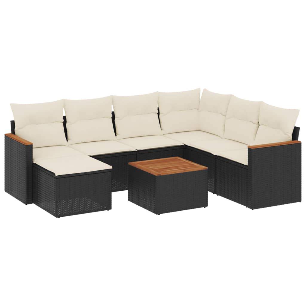 Set Divani da Giardino con Cuscini 8 pz Nero in Polyrattan - homemem39