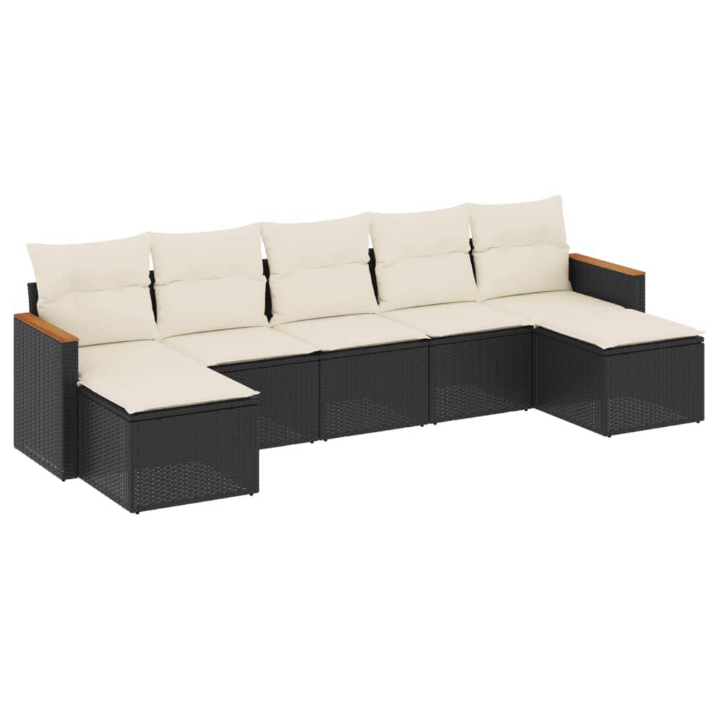 Set Divani da Giardino con Cuscini 7pz Nero Polyrattan - homemem39