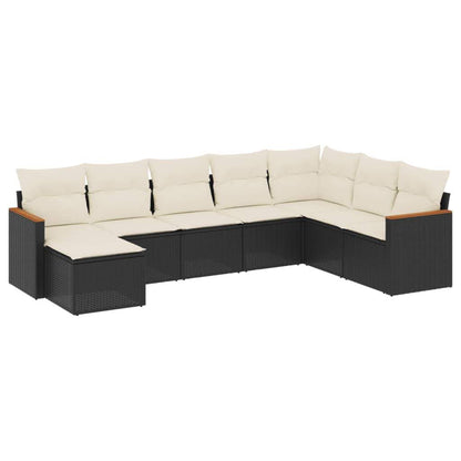 Set Divani da Giardino con Cuscini 8 pz Nero in Polyrattan - homemem39