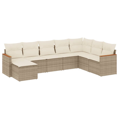 Set Divano da Giardino 8 pz con Cuscini Beige in Polyrattan | homemem39