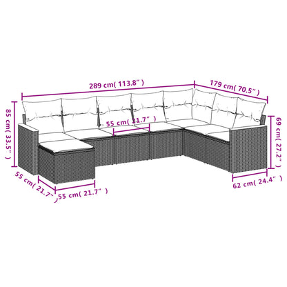 Set Divano da Giardino 8 pz con Cuscini Beige in Polyrattan | homemem39