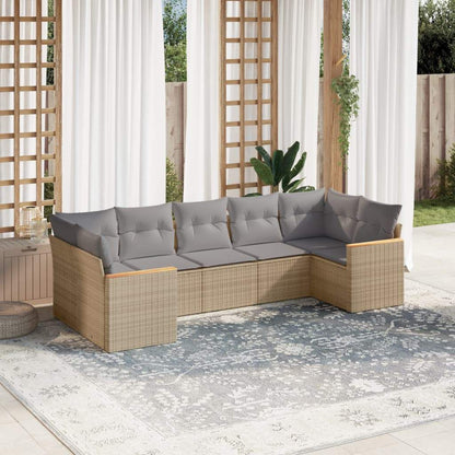 Set Divani da Giardino 7 pz con Cuscini Beige in Polyrattan - homemem39