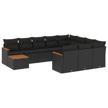 Set Divani da Giardino 11 pz con Cuscini in Polyrattan Nero - homemem39