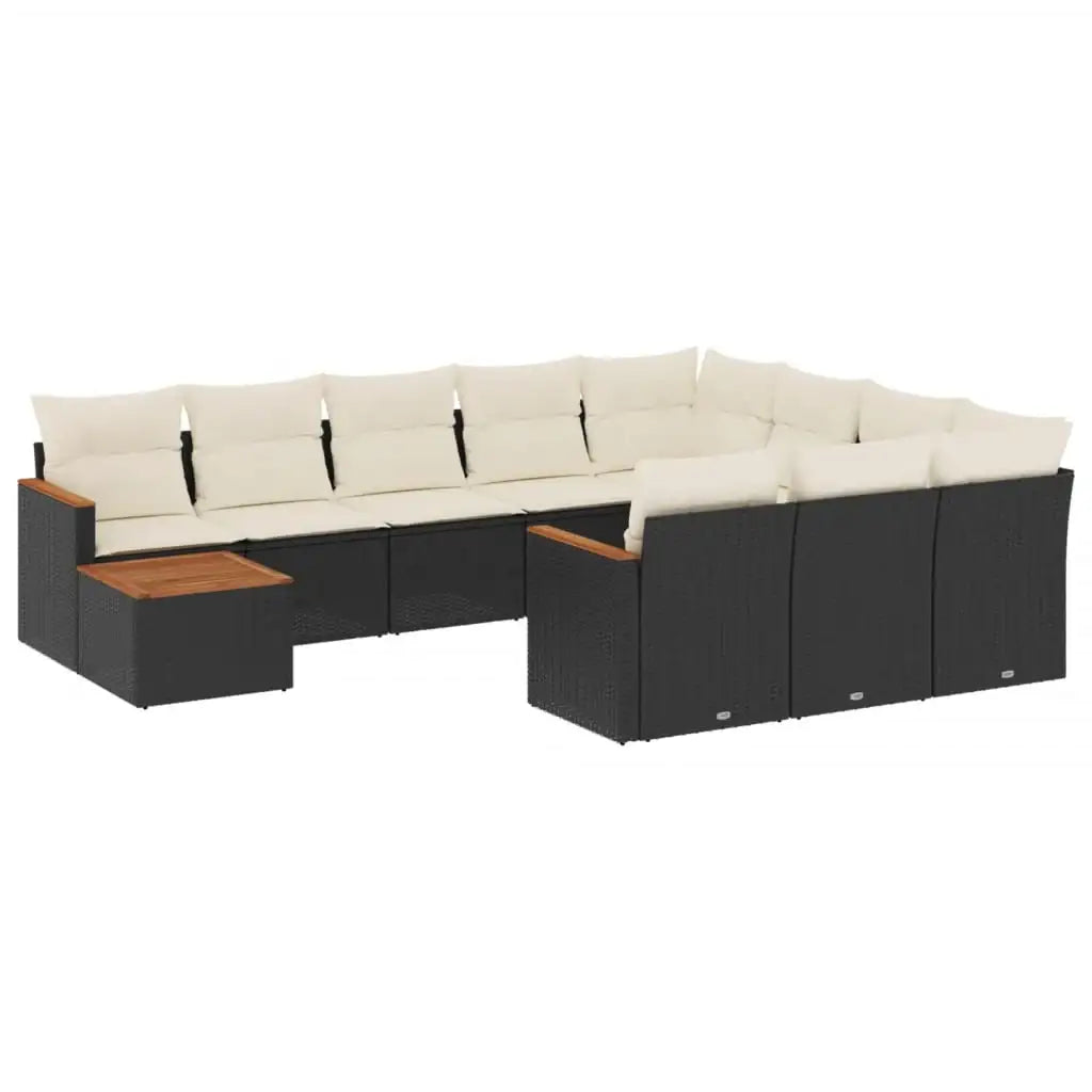 Set Divani da Giardino 11 pz con Cuscini in Polyrattan Nero - homemem39