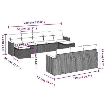 Set Divani da Giardino 10pz con Cuscini in Polyrattan Nero - homemem39