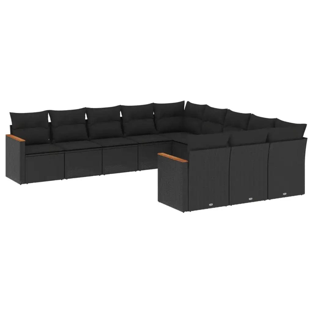 Set Divani da Giardino 11 pz con Cuscini in Polyrattan Nero - homemem39