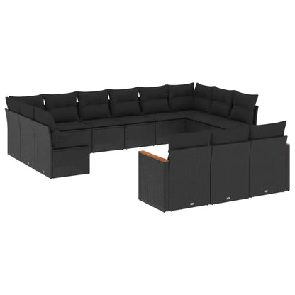 Set Divani da Giardino 13pz con Cuscini Nero in Polyrattan - homemem39