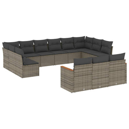 Set Divani da Giardino 13 pz con Cuscini Grigio in Polyrattan - homemem39