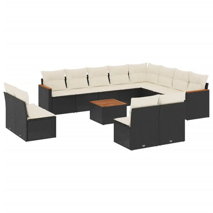 Set Divani da Giardino 13pz con Cuscini Nero in Polyrattan - homemem39