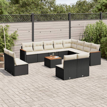 Set Divani da Giardino 13pz con Cuscini Nero in Polyrattan - homemem39